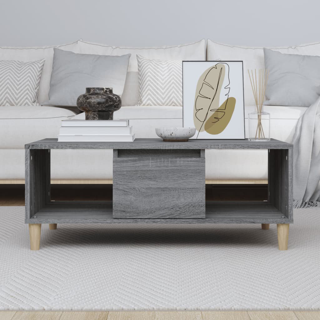 17 Stories Huntoon Four Leg Coffee Table with Storage Grey Sonoma