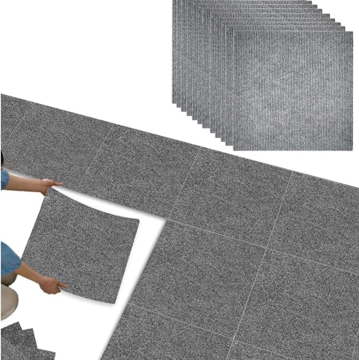 20x Zelfklevende Tapijttegels Donkergrijs - 30x30 cm - Antislip & Wasbaar Vloerbedekking