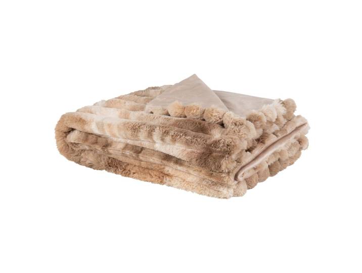 Plaid imitation fourrure beige 150x200