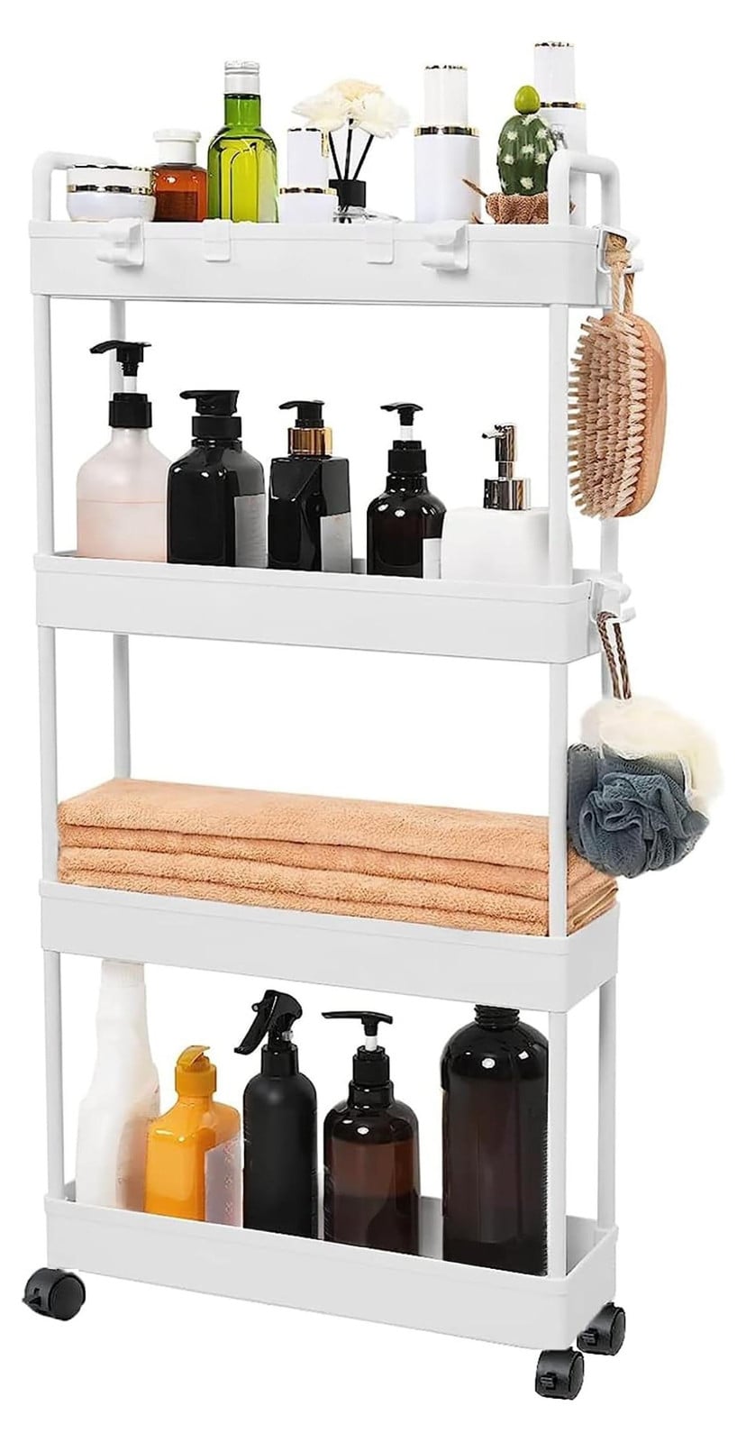 Merkloze multifunctionele rolling storage cart met 4 niveaus