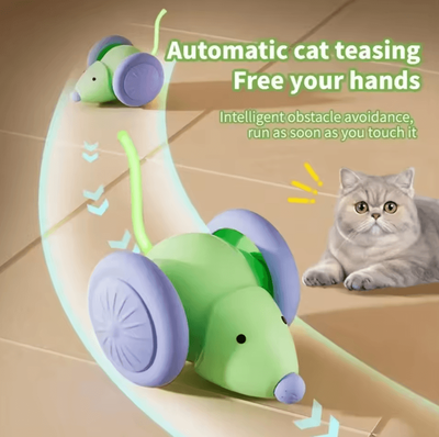 Inspire Curations Smart Interactive Electric Mouse Cat Toy Car Automatic Obstacle Avoidance Teaser light Green