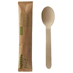 VEPATIM 250x Holzlöffel Löffel aus Holz 160mm natur einzeln verpackt in Papierbeutel