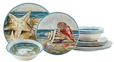 Certified International Seacoast Melamine 12-piece Dinnerware Set, Service for 4