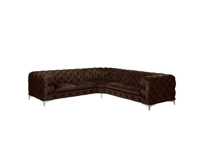 Ecksofa Merlin Braun Samt Tomi 264 x 76 x 264cm Gleichschenklig ohne Schlaffunktion Glamour