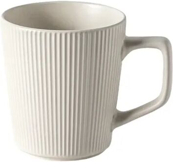 Smart Shopping Spot Nordic Style Milk Coffee Mug, Embossment Ceramics Mug, Practical Household Water Cup, Striped Solid Color Design With Ha white