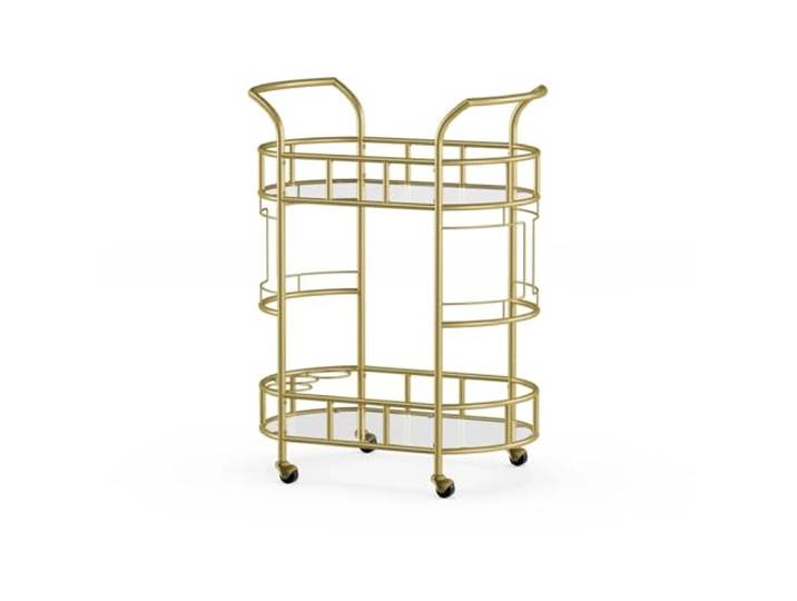 XXAD553TY Essen Barwagen mit mattgoldener Metalloberfläche 2-stufiger Kücheninseltisch, Servierwagen for das Esszimmer