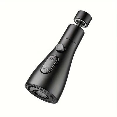 3 Mode Faucet Extender High Pressure Splash Prevention & Water Saving Filter black