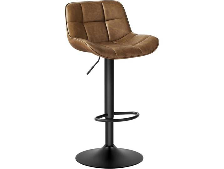 EUGAD Tabouret de Bar pivotante - Similicuir Vintage - pour Bistro Cuisine - Hauteur Réglable - Brun foncé