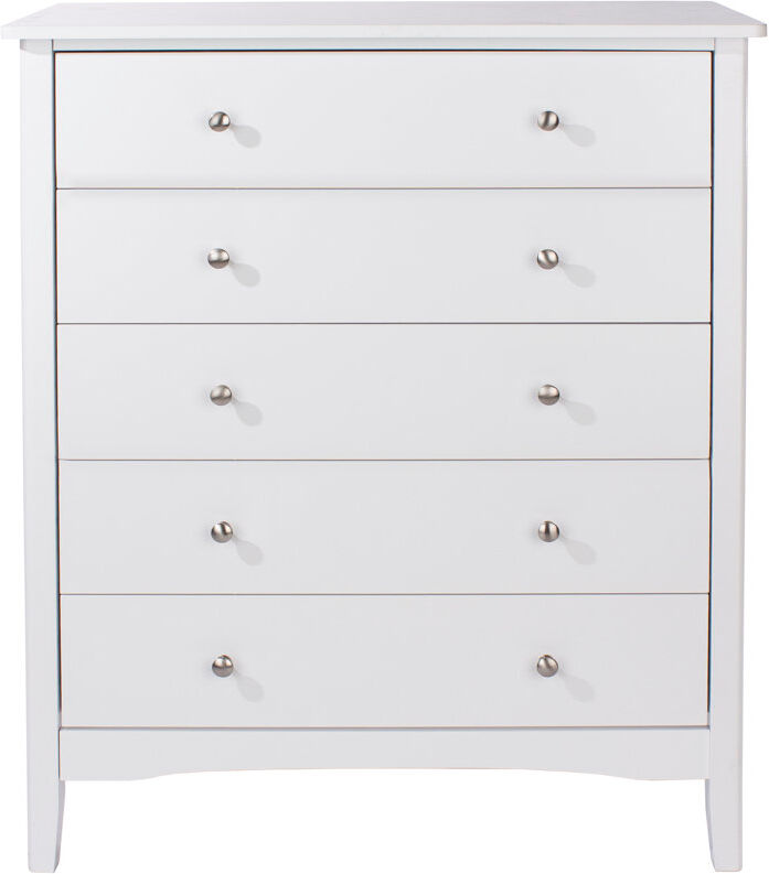 Lark Manor Noa 5 Drawer Chest of Drawers, Painted Finish White 101.2cm H X 83cm W X 43cm D