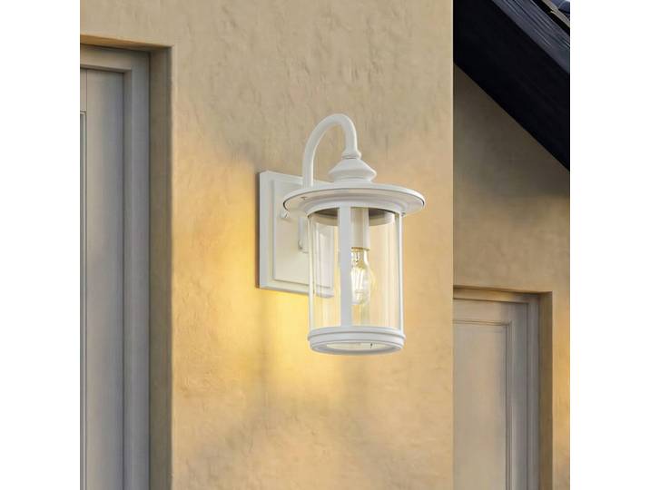 Aussenwandleuchte Zayn Lindby, dimmbar, weiß / opal, Aluminium, Antik, Wandleuchte außen