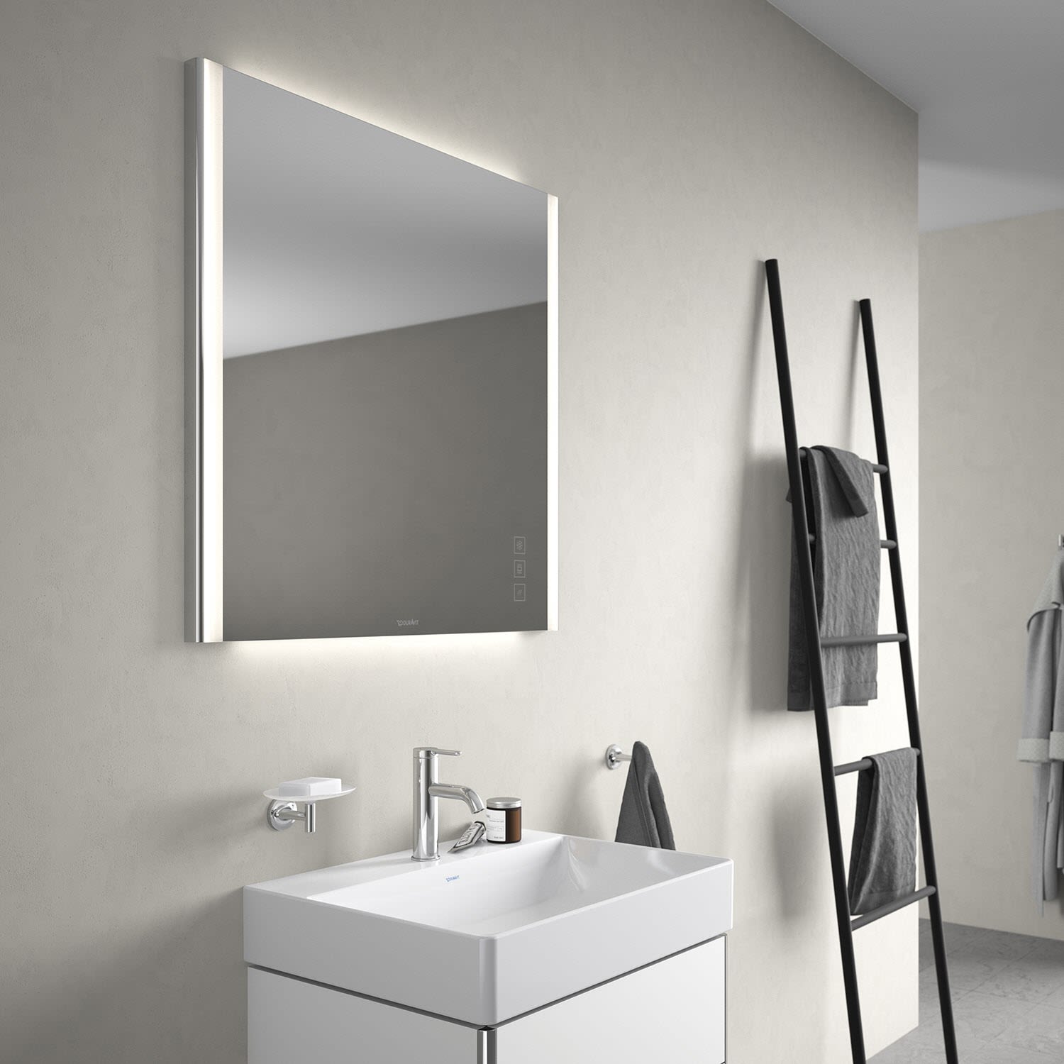 Duravit XSquare Badspiegel mit LED-Beleuchtung in den Maßen 130 x 80 cm, Spiegel, XS7015000000000,