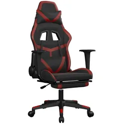 vidaXL Gaming-Stuhl mit Massage & Fußstütze Schwarz Weinrot Kunstleder