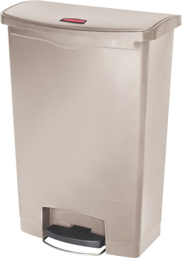 Rubbermaid Slim Jim Step On Container Front Step Pedal-Abfalleimer | 90 Liter, HxBxT 82,6x35,3x75cm | Polyethylen | Beige