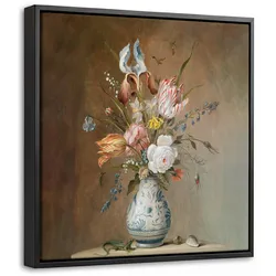 LEINWAND Bilder mit Rahmen - Alte Meister - Blumen - Balthasar van der Ast - 20x20