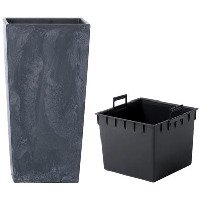 Pflanzkübel PROSPERPLAST "Urbi Square Effect", grau (anthrazit), B:22cm H:42cm T:22cm, Polypropylen, Pflanzgefäße, Pflanzkübel, BxTxH: 22x22x42 cm