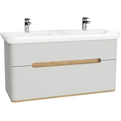 Sento Set 130 cm Waschtisch + Unterschrank 2 Laden Hellgrau Matt