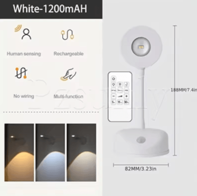 Inspire Picks USB Rechargeable Motion Sensor LED Spotlight Wireless Dimmable Picture Light For Paintings & Home Decor white Remote Control