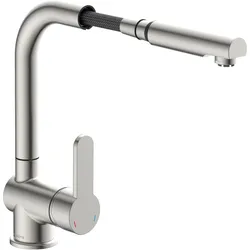 Schütte, Küchenarmatur, Wasserhahn Küche LONDON Spültischarmatur Niederdruck Edelstahloptik Ausziehbar Schwenkbar 79729