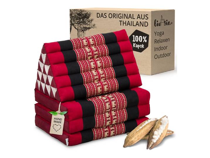 livasia Sitzsack Thaikissen XXL hoch, vegan und handgefertigt, 185x55x8cm, Kapok