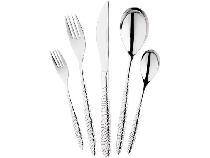 Besteck-Set MULEX Long Beach , silber (silberfarben), 60 Stk., Edelstahl 18/0, Essbesteck-Sets, hochglanzpoliert mit Muster