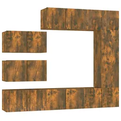 vidaXL 8-tlg. TV-Schrank-Set Räuchereiche Holzwerkstoff