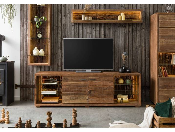 TV-Board Akazie 200x40x63 natur lackiert BARK #113