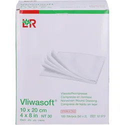 Vliwasoft Vlieskompressen 10x20 cm Steril 6L. 100 ST