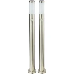 2er Set Außen Steh Leuchten Edelstahl Design Garten Weg Beleuchtung Lampen Bewegungsmelder