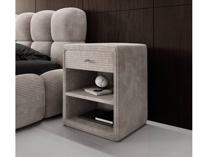 Designer Nachttisch Amy in Cord - Olive - Luxusbetten24