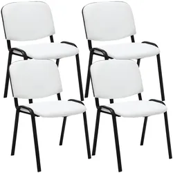 Décoshop26 - Set mit 4 stapelbaren Besucherstühlen für Wartebereiche weißes PVC mit 4 schwarzen Metallbeinen 10_0003189