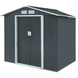 HATTORO S100 Metall Gerätehaus XL Geräteschuppen Garten Schuppen Gartenhaus Grau