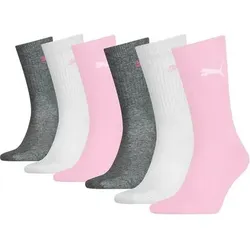 PUMA Kinder Socken, 6er Pack - Sport Junior ECOM, Rippbündchen, Logo, Größe 35-38 in Pink Pink