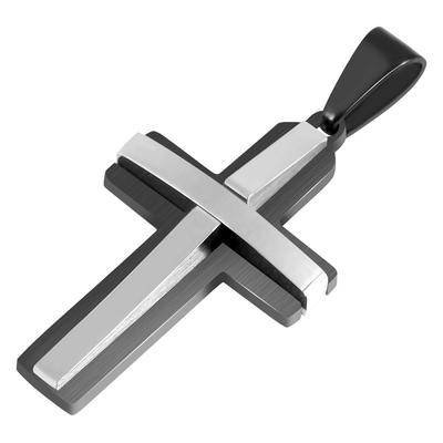 Kettenanhänger ADELIA´S "Anhänger – Kreuz Kreuzanhänger aus Edelstahl", schwarz (silber), Schmuckanhänger, Damen, Edelstahl, Kettenanhänger, Geschenkidee: zeitlos und vielseitig