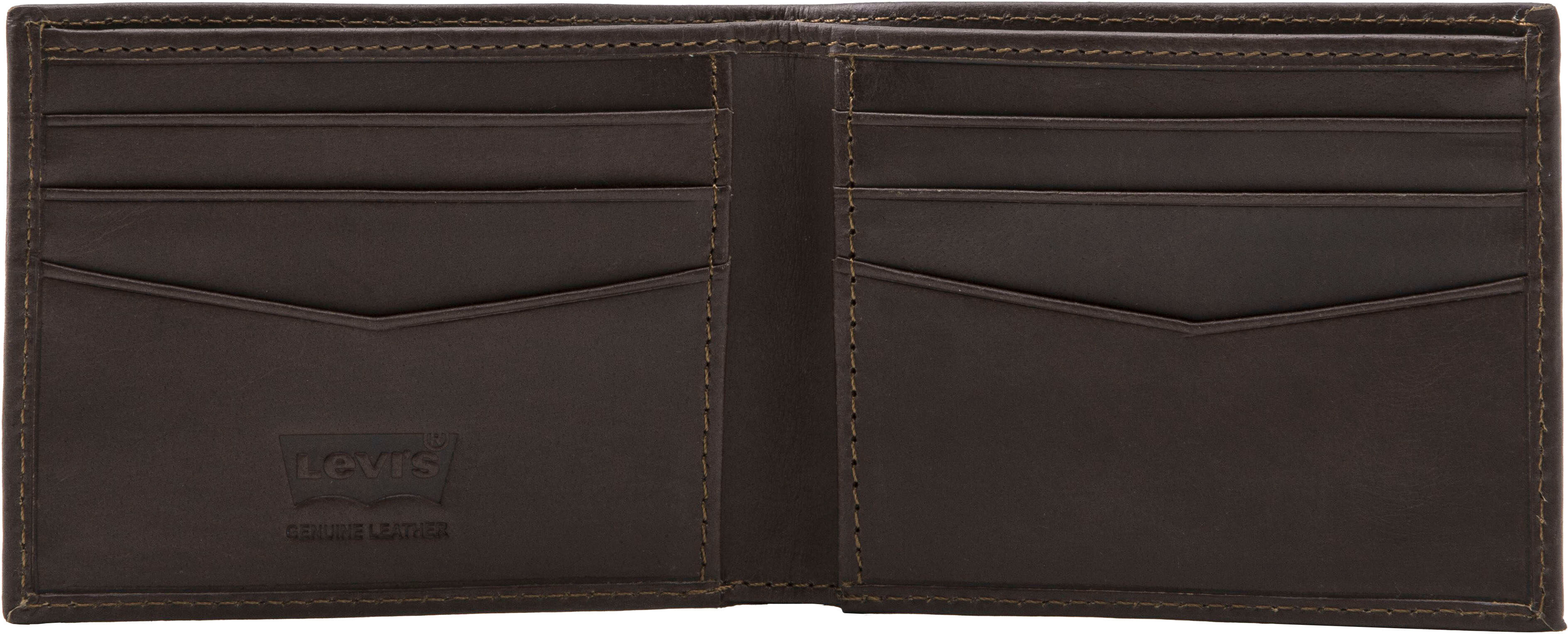 Geldbörse LEVI'S "LEVI'S CASUAL CLASSICS HUNTE COIN BIFOLD - BATWIN", Herren, braun (schwarz, braun), Rindsleder, Basic, Kleinlederwaren Geldbörse, mit Münzfach, aus Rindnappaleder schwarz, braun Einheitsgröße