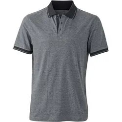 James & Nicholson Herren Jersey Melange Polo JN706 black melange/black S