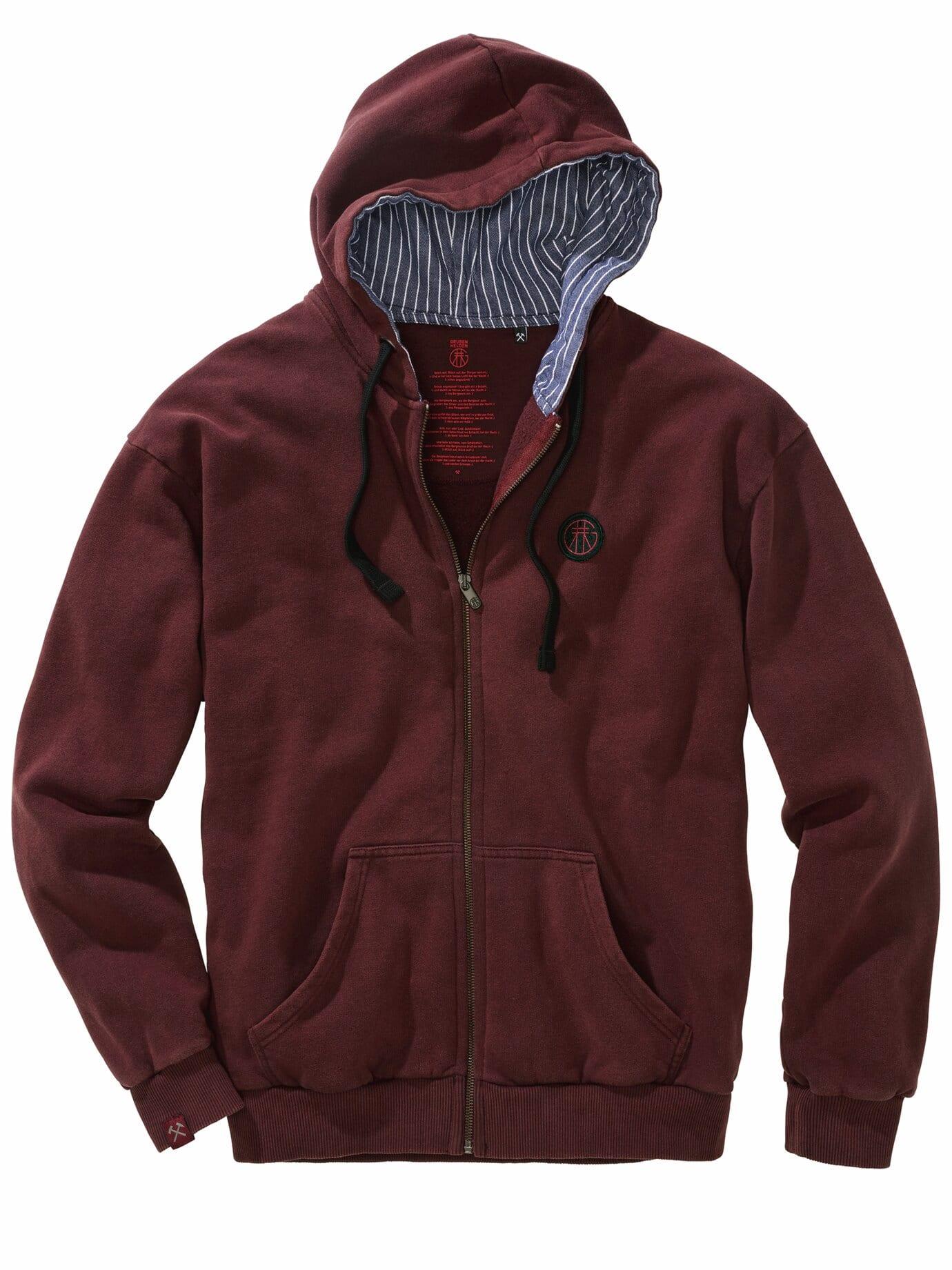 Grubenhelden Herren Zip-Up Hoodie Zollverein Rot 100 % Baumwolle