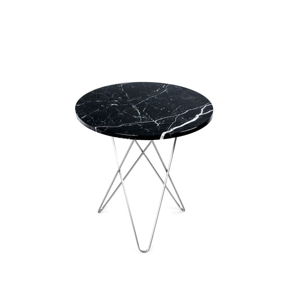 OX Denmarq Tall Mini O Salontafel - Zwart Marmer met Roestvrijstalen Onderstel