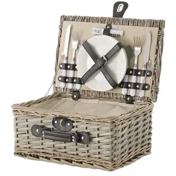 Picknickkorb   ¦ braun ¦ Weide,Metall,Kunststoff ¦ Maße (cm): B: 38 H: 18 T: 28.0