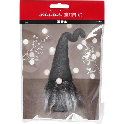 Creativ Company DIY Sets Nadelfilzen Mini Kreativ Set, Grau Melange, Weihnachtswichtel, H 13 cm, Kreativ Box