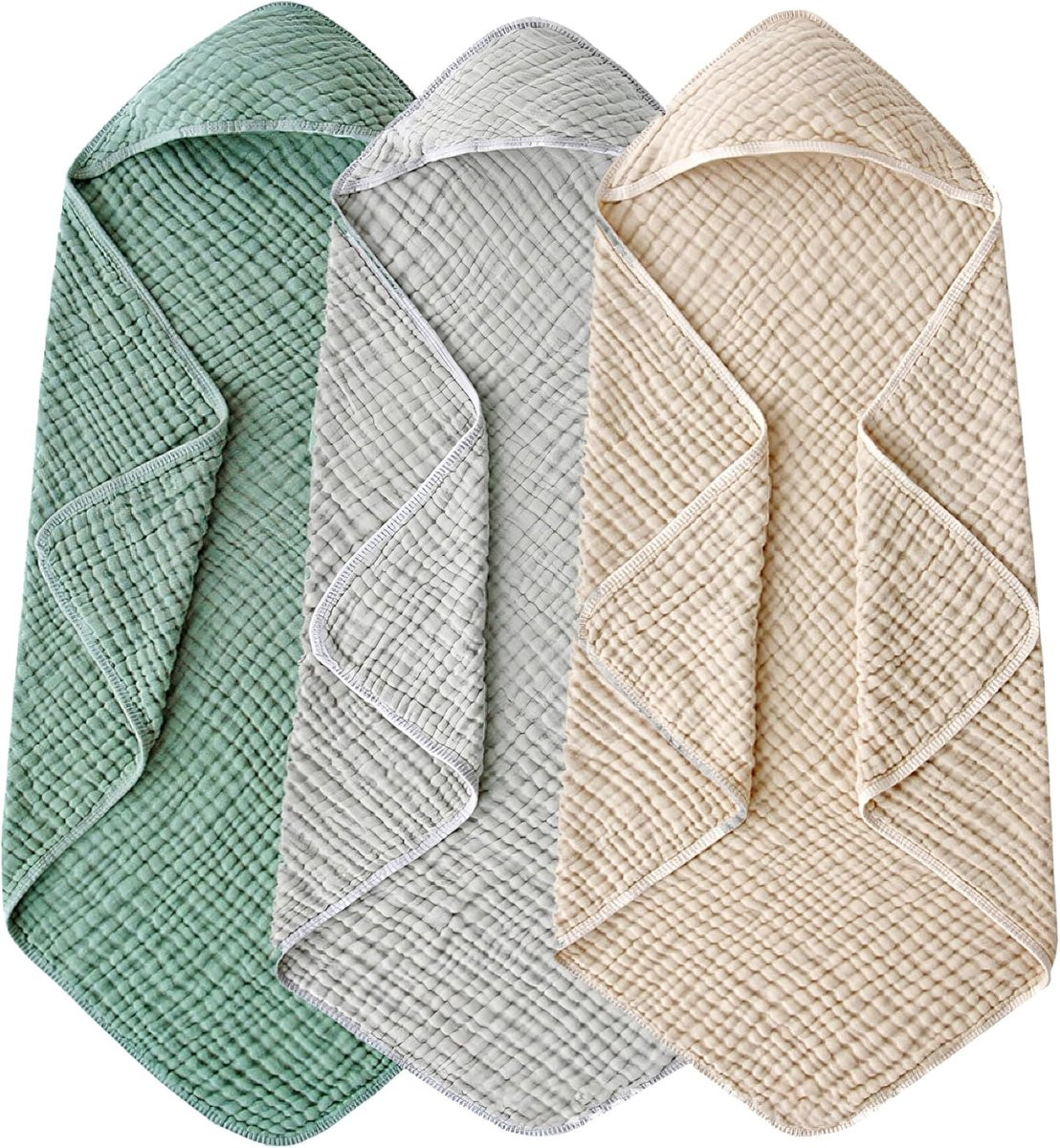 SnelShoppen 3-delige babybadcape set met zachte babyhanddoeken voor pasgeborenen