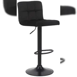 Décoshop26 - Schwarzer Samt-Barhocker mit schwarzen Metallbeinen gepolstertem Sitz und drehbarer Fußstütze TDB10179