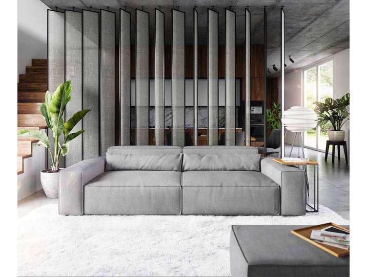 Big-Sofa Sirpio XL 270x130 cm Mikrofaser Grau mit Hocker, Big Sofas