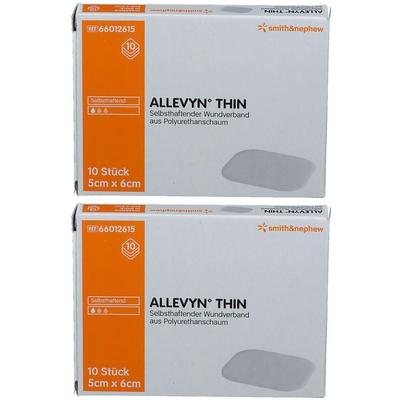 Allevyn Thin 5x6 cm dünne Wundauflage x2 2x10 St Verband