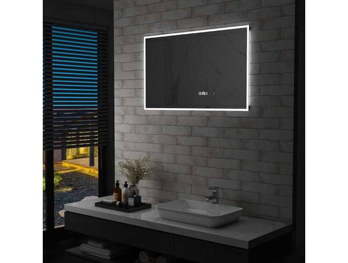 Clarence* Miroir Mural - Miroir dressing ou salle de bain à LED et capteur tactile et affichage d'heure 100x60 cm &Europ7126378
