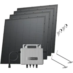EcoFlow STREAM Balkon Kit - Gitterbalkon / (0 % MwSt. Nur Deutschland) 4 x 250 W Starres Solarpanel (1 000 Wp) + STREAM Mikro-Wechselrichter / Halterung – Leicht