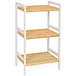 Helloshop26 - 3-stöckiges Schuhregal aus natürlichem Bambus mit weißem Gestell 80 cm