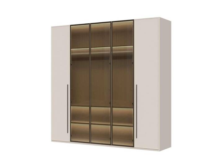 Drehtürenschrank, Cashmere, 227x224x56 cm, MDF, LED-Beleuchtung & Soft-Close, Modern