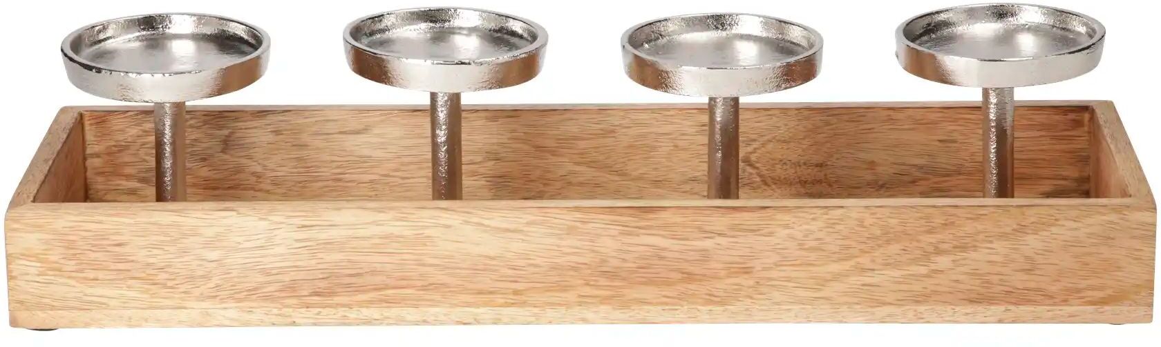 HOME STORY Adventskerzenhalter   ¦ holzfarben ¦ Aluminium,Holzwerkstoff ¦ Maße