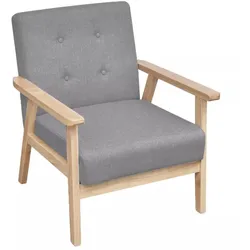 Helloshop26 - Sessel Lounge-Sessel Lounge-Sitz Club-Design Sofa Wohnzimmer hellgrauer Stoff