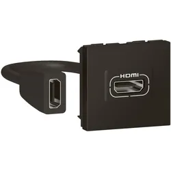 Legrand 079479L Mosaic Einsatz HDMI Typ A, 2 mod, inklusive 15 cm Anschlusskabel Farbe: Schwarz